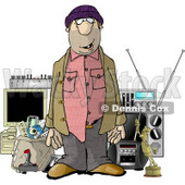 Male Robber Standing in Front of Stolen Items Clipart Illustration © djart #5608