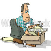 Man With a Box of Hammers and Toilet Seats Clipart Illustration © djart #5610