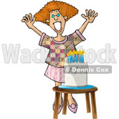 Woman Standing Happily by a Birthday Cake Clipart Illustration © djart #5611
