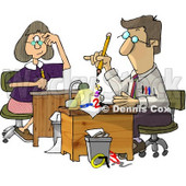 Male and Female Accountants Working at Desks Clipart Illustration © djart #5612
