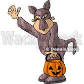 Boy Wearing a Bunny Suit While Trick-or-treating Clipart Illustration © djart #5665