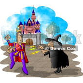 Wicked Witch Casting a Spell On a King Clipart Illustration © djart #5668
