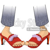 Hairy Woman Wearing Red High-heeled Shoes Clipart Illustration © djart #5719