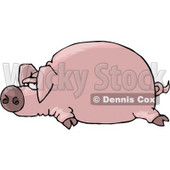 Fat Pink Pig Laying On the Ground Clipart Illustration © djart #5737