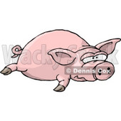 Big Fat Pig Laying On the Ground Clipart Illustration © djart #5744