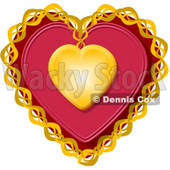 Decorative Red Valentine Heart with Gold Trim Clipart Illustration © djart #5746
