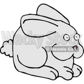 Alert Gray Bunny with a Puffy Tail and Pink Nose Clipart Illustration © djart #5749