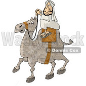 Middle Eastern Arab Man Riding a Camel Through a Desert Clipart Illustration © djart #5832