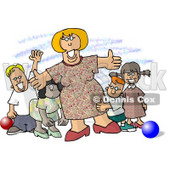Happy Woman Standing with Children at a Daycare Clipart Picture © djart #5907