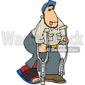 Injured Man Walking On Crutches with a Broken Leg Clipart Picture © djart #5909