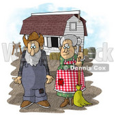 Farmer Wife and Husband Standing In Front of a Barn Clipart Picture © djart #5919