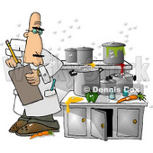 Food Health Inspector Inspecting a Dirty Kitchen at a Restaurant Clipart Picture © djart #5920