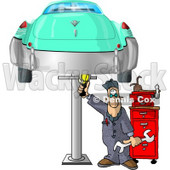 Mechanic Working On an Old Classic Car Clipart Picture © djart #5944