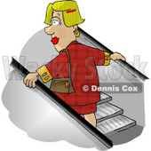 Woman Going Up an Escalator in a Shopping Mall Clipart Picture © djart #5946