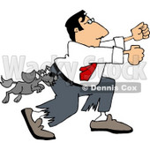 Vicious Dog Attacking a Man Running Away Clipart Picture © djart #5950
