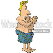 Scared Man Preparing to Dive Into a Swimming Pool Clipart Picture © djart #5953
