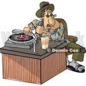 Disc jockey (DJ) Putting a Record On a the Player Clipart Picture © djart #5954