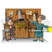 Judge, Witness, Stenographer, and Lawyer in a Courtroom Clipart Picture © djart #5966