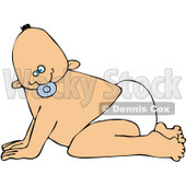 Royalty-Free (RF) Clipart Illustration of a Little Baby Boy In A Diaper, Crawling © djart #59710