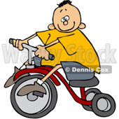 Royalty-Free (RF) Clipart Illustration of a Little Boy In A Yellow Shirt, Riding A Tricycle © djart #59711