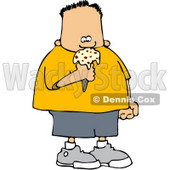Royalty-Free (RF) Clipart Illustration of a Little Boy In A Yellow Shirt, Eating An Ice Cream Cone © djart #59712