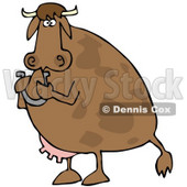 Royalty-Free (RF) Clipart Illustration of a Brown Cow Standing Up And Holding A Horseshoe © djart #59713