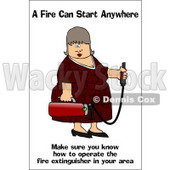 Royalty-Free (RF) Clipart Illustration of a Lady Carrying A Fire Extinguisher © djart #59727