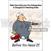 Royalty-Free (RF) Clipart Illustration of a Worker Man Operating A Fire Extinguisher  © djart #59728