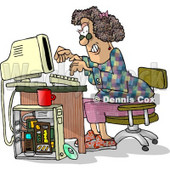 Female Computer Hacker Typing On a Keyboard Clipart Picture © djart #5973