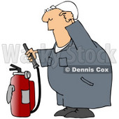 Royalty-Free (RF) Clipart Illustration of an Industrial Worker Trying To Use A Fire Extinguisher © djart #59732