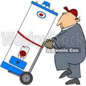 Royalty-Free (RF) Clipart Illustration of a Worker Man Delivering A Water Heater On A Dolly © djart #59740