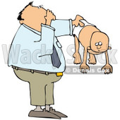 Royalty-Free (RF) Clipart Illustration of a Dad Holding Out His Baby In A Stinky Diaper © djart #59743
