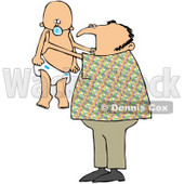 Royalty-Free (RF) Clipart Illustration of a Dad Proudly Holding Up His Baby © djart #59746