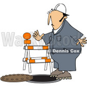 Royalty-Free (RF) Clipart Illustration of a Male Worker Nearly Falling Into A Man Hole © djart #59749