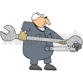 Royalty-Free (RF) Clipart Illustration of a Male Worker Using A Giant Wrench © djart #59750