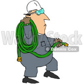 Royalty-Free (RF) Clipart Illustration of a Worker Man Carrying A Green Hose © djart #59752