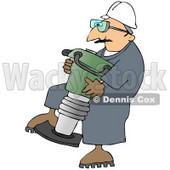 Royalty-Free (RF) Clipart Illustration of a Worker Man Carrying A Heavy Duty Compactor © djart #59755