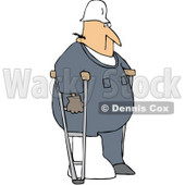 Royalty-Free (RF) Clipart Illustration of an Injured Male Worker Using Crutches © djart #59756