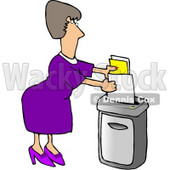 Female Secretary Feeding a Paper Shredder Confidential Documents Clipart Picture © djart #5976
