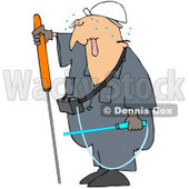 Royalty-Free (RF) Clipart Illustration of a Male Worker Sweating And Checking For Gas Leaks © djart #59763