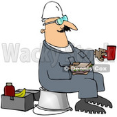 Royalty-Free (RF) Clipart Illustration of a Male Worker Sitting On A Pail And Eating A Sandwich At Break Time © djart #59770