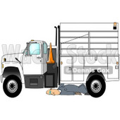 Royalty-Free (RF) Clipart Illustration of a Male Mechanic Repairing An Industrial Truck © djart #59783