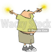Royalty-Free (RF) Clipart Illustration of a Chubby Man Holding Out Sparklers © djart #59787