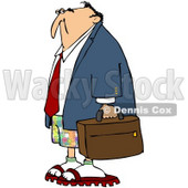 Royalty-Free (RF) Clipart Illustration of a Businessman In Colorful Shorts, Carrying A Bag © djart #59788