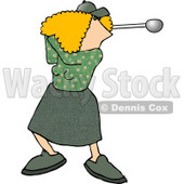 Female Golfer Swinging a Club Clipart Picture © djart #5979