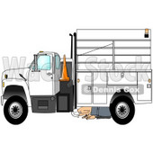 Royalty-Free (RF) Clipart Illustration of a Kneeling Man Inspecting The Underside Of His Work Truck © djart #59805
