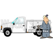 Man Pumping Gas Into a Commercial Utility Truck Clipart Picture © djart #5981
