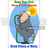 Royalty-Free (RF) Clipart Illustration of a Thirsty Worker Drinking Hose Water © djart #59810