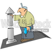 Royalty-Free (RF) Clipart Illustration of a HVAC Man Working on a Roof © djart #59817