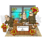 Three Men Working in a Flower Store Clipart Picture © djart #5984